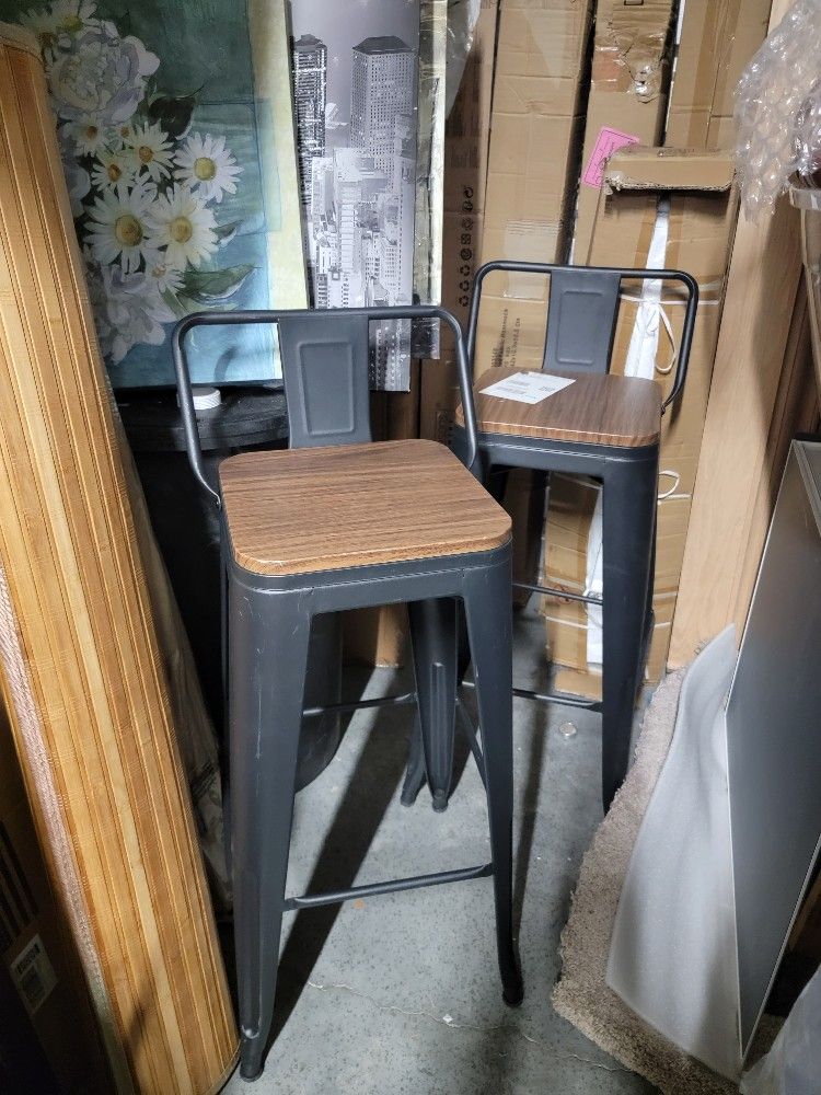 Lot Of (2) Low Back, High Bar Stools or Chairs, 