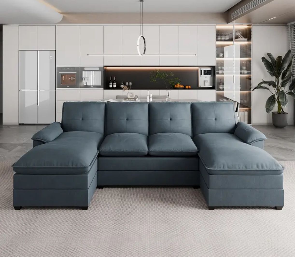 NEW 109'' Sectional Sofa Couches for Living Room, 4-Seat Cloud Couch Chenille Sofa Couch Sleeper Comfy Upholstered Furniture with Double Chaise