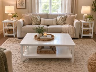 White Coffee Table and Side Tables Set