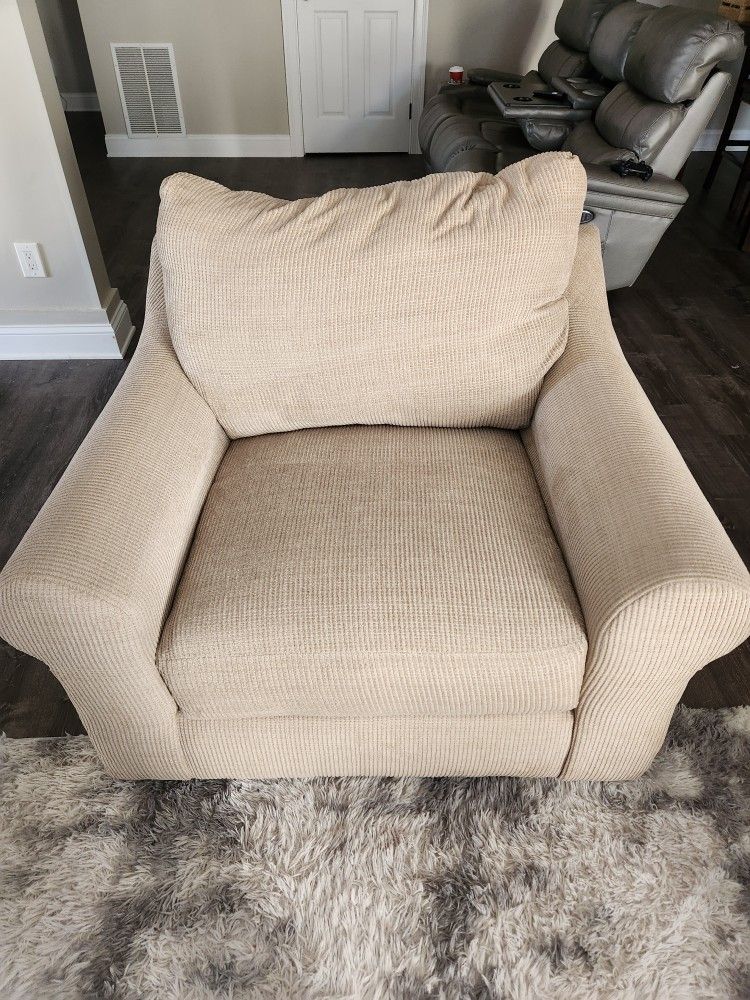 Oversize Beige Swivel Chair