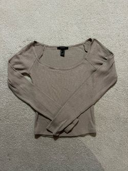 Tan long-sleeve fitted top