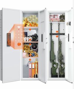 53"Tall Wall Safe Between the Studs,Hidden Wall Safe with Digital Lock - Fireproof & Waterproof, Dual Alarm System, 3 Adjustable Shelves, Magnetic Slo
