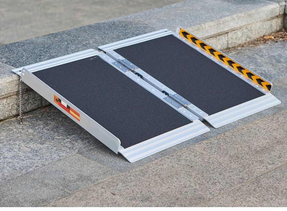 FACHNUO 2FT Portable Wheelchair Ramp Non-Skid Aluminum Handicap Ramps with Handle 29'' Wide 800LBS Capacity Wheel Chair Ramp Scooter Ramps for Home, S