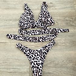 SHEIN cheetah print wrap around bikini set size S