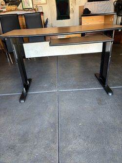 Computer Desk with Keyboard Tray  & an Adjustable Leather Upholstered Computer Chair , Excellent Conditions Like New
