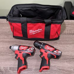 Milwaukee M12 Cordless 12 Volt 1/4” Hex Impact Driver And 3/8” Drill Driver TOOL ONLY/ NEW