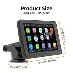 Portable Wireless Carplay Screen Dash Mount, 7 Inch Touch Screen Ca