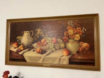 Framed A. Leder Still Life Painting Of Fruit