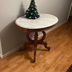 Antique Eastlake Marble Top Oval Parlor Table