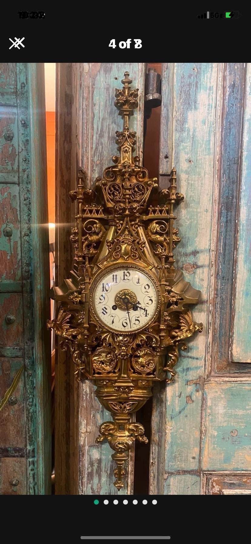 Antique Gothic solid bronze wall, Clock
