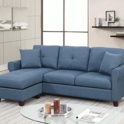 Brand New Blue Sectional Sofa (Pillows Included)