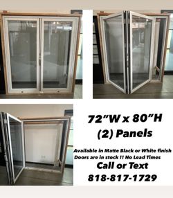 Accordion Style Aluminum Bi-Folding Doors 72”W X 80”H