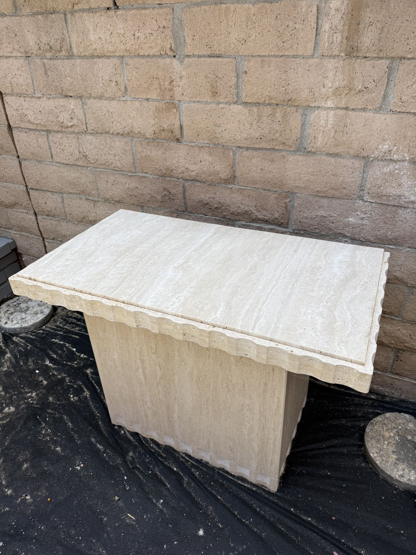 Travertine End Table