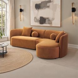 SECTIONAL CARAMEL BROWN CHENILLE  (F6115) $1199  DELIVER AVAILABLE
