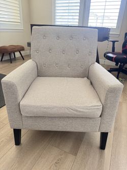 Dycanpo 18.5"H Linen Color Accent Chair Upholstered Modern Armchairs for Home Living Room