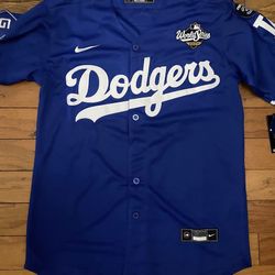 Blue World Series Dodgers Blank Jersey 
