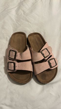 Lucky Brand Pink Double Buckle Slide Sandals