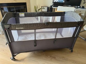 Adovel baby bedside crib, pack and play, diaper changer, grey