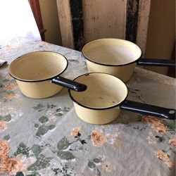 Antique, Set  Of 3 Porcelain Pots