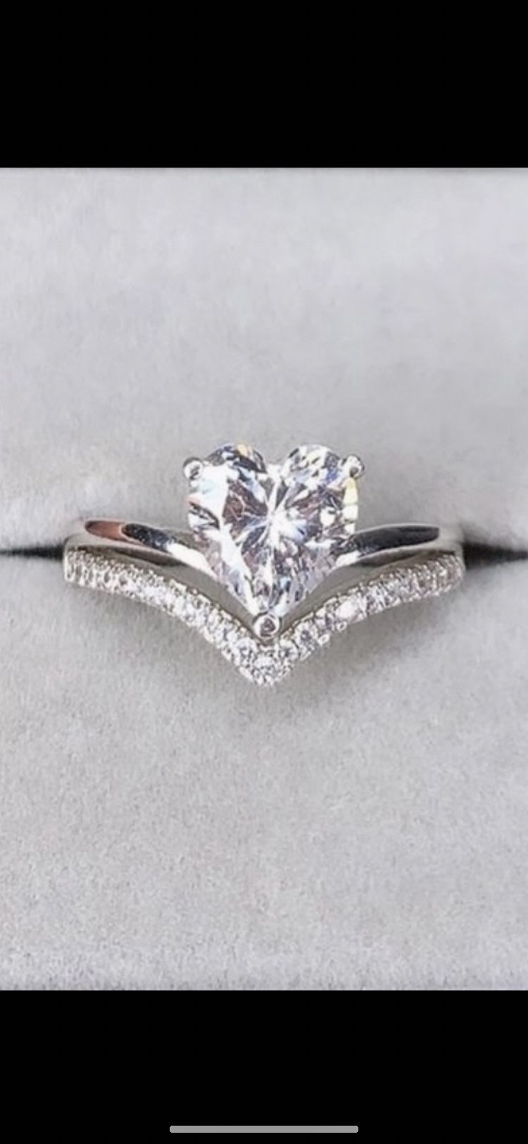 Gorgeous Heart Shaped Diamond 925 Sterling Silver Promise Wedding Ring