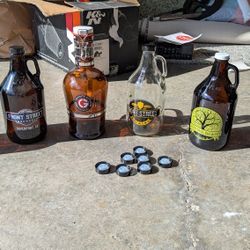 Assorted Glass Beer Growlers