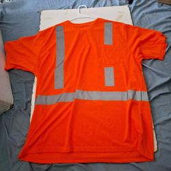 Craftsman High Visibility Work Shirt Mens 2XL Orange Reflective Short Sleeve