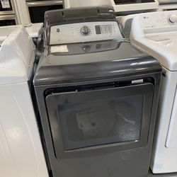 GE Black Stainless Steel 7.4 Cu. Ft. Aluminized Alloy Drum Gas Dryer 