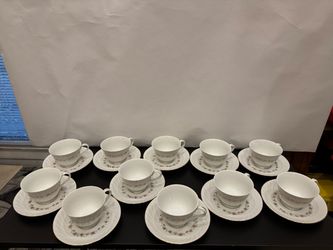 11 Vintage Royal M Japan Normandy 520 Teacup & Saucers Sets - Floral Gold Trim