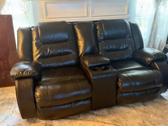 Black Leather Reclining Sofa Set