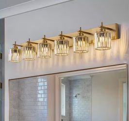 luxury gold crystal 6-Light  Bathroom Vanity Light
