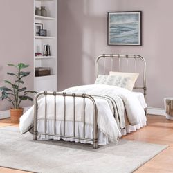 Antique Nickel Twin Metal Bed Frame 