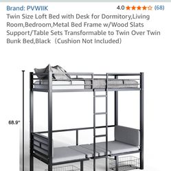 Twin Loft Desk Bed 