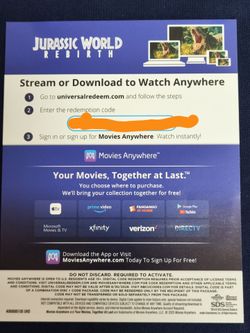 Jurassic World Rebirth Ultra HD Digital Code