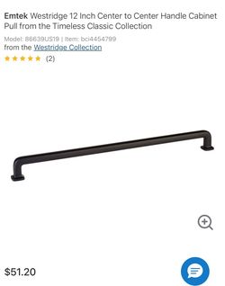 Emtek 12” matte black pulls