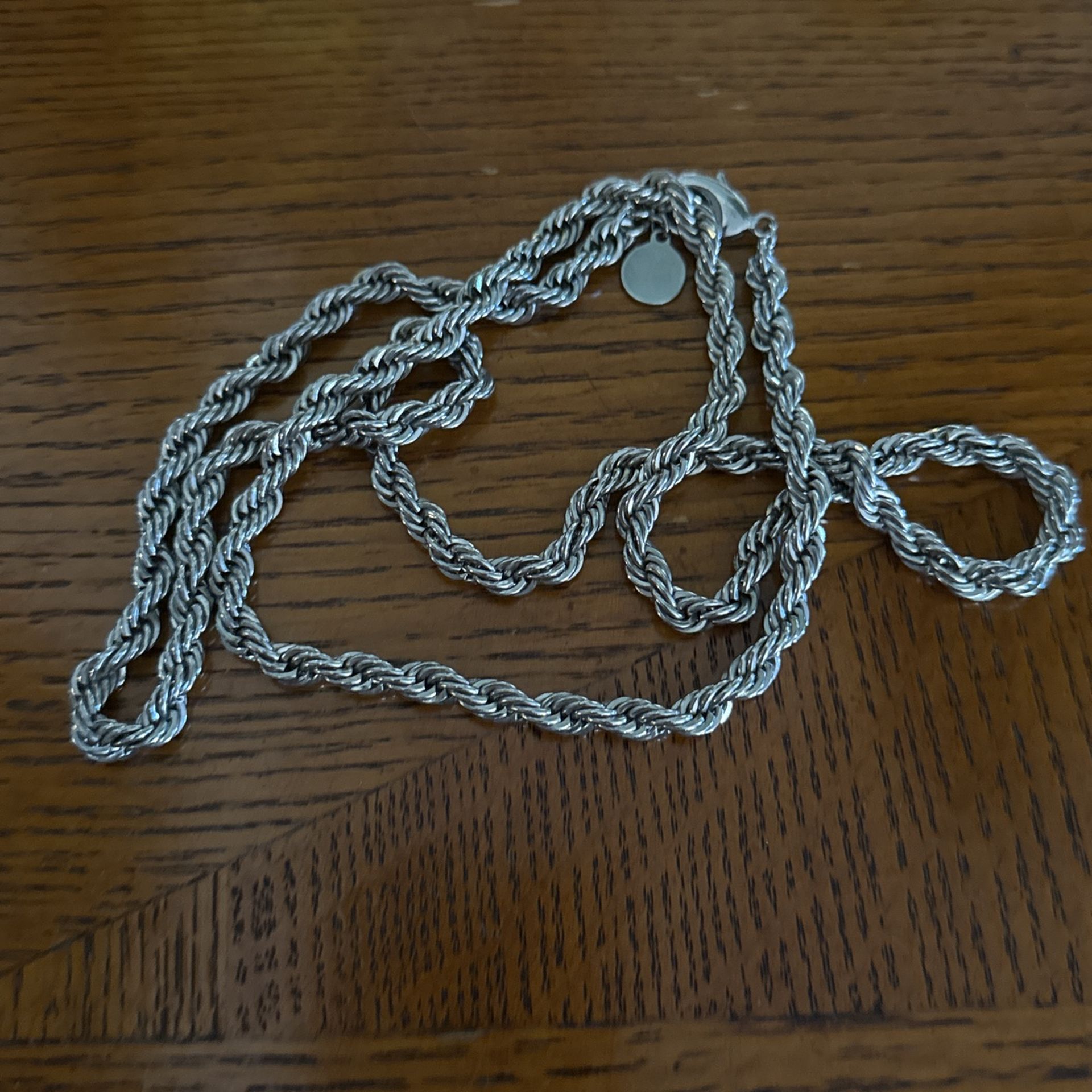 Guess Silver Rope Chain Necklace