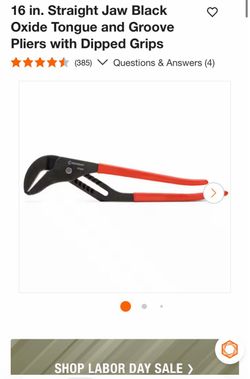 16 in. Straight Jaw Black Oxide Tongue and Groove Pliers with Dipped Grips