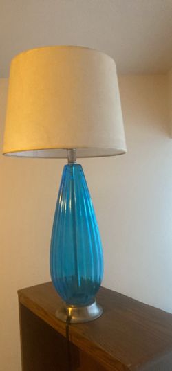 Blue Glass Table Lamp with Shade