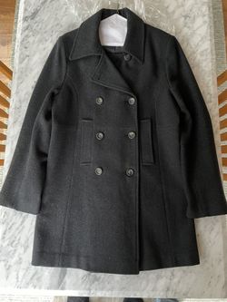 Pea Coat/Black/Double Breasted/Lined-100%Wool-LIKE NEW!