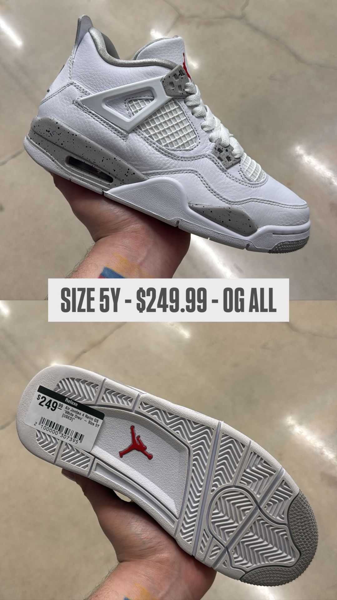 WHITE OREO AIR JORDAN SIZE 5Y