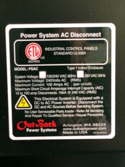 Outback Power AC Disconnect/Breaker Box, Trade For Combiner Box Or Other Solar Stuff?