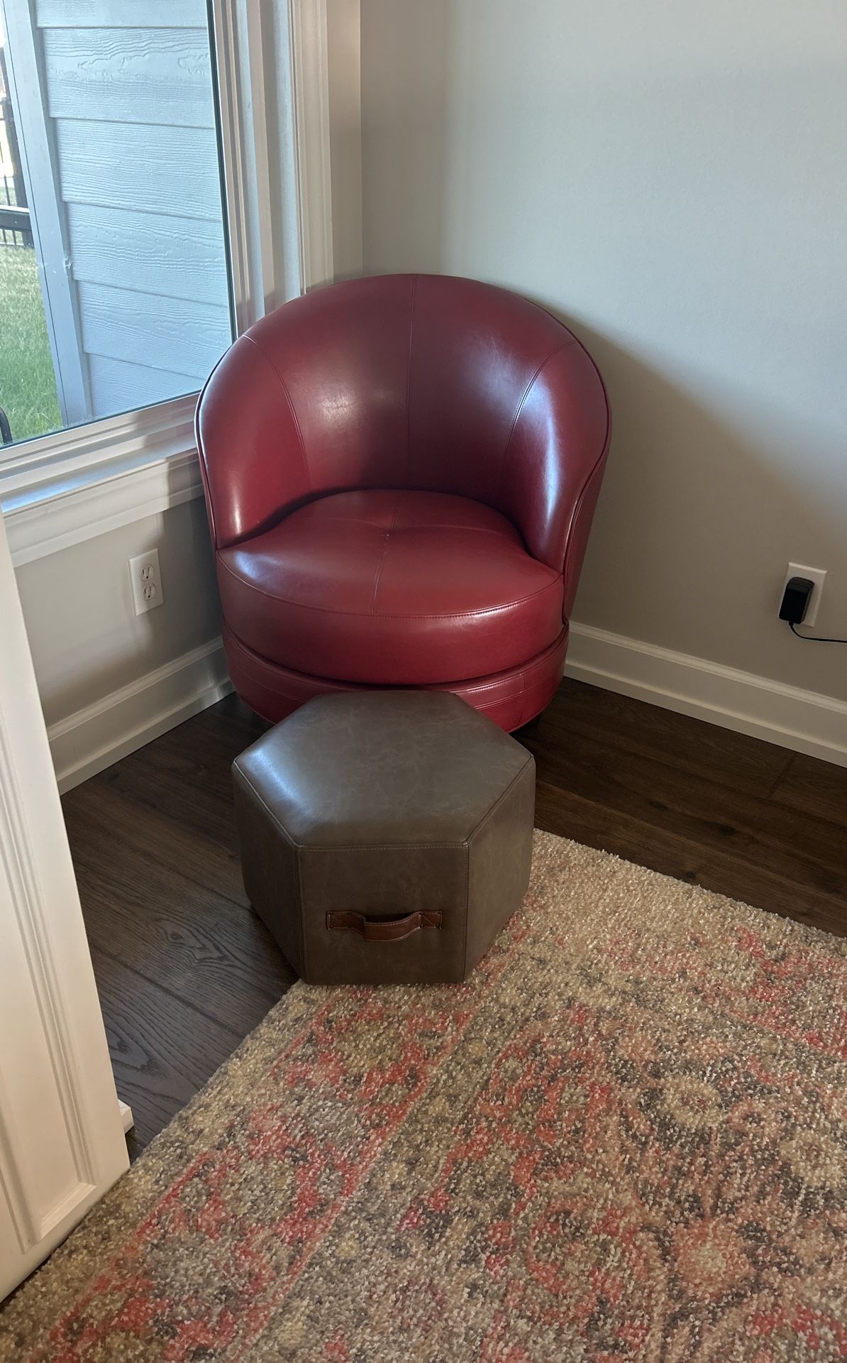 Matching Leather Swivel Chairs With Footstools