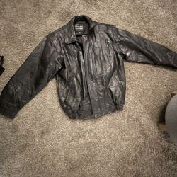 Genuine Leather Bomber Jacket Black Xl