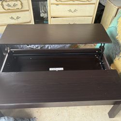 Hydraulic Lift Living Room Wooden Coffee Table With Storage 