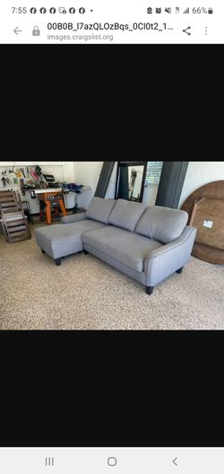 Gray Fabric Sectional Sofa with Chaise
