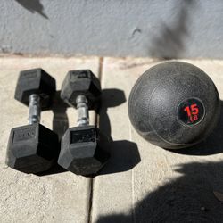 20lb Dumbbells And 15lb Medicine Ball