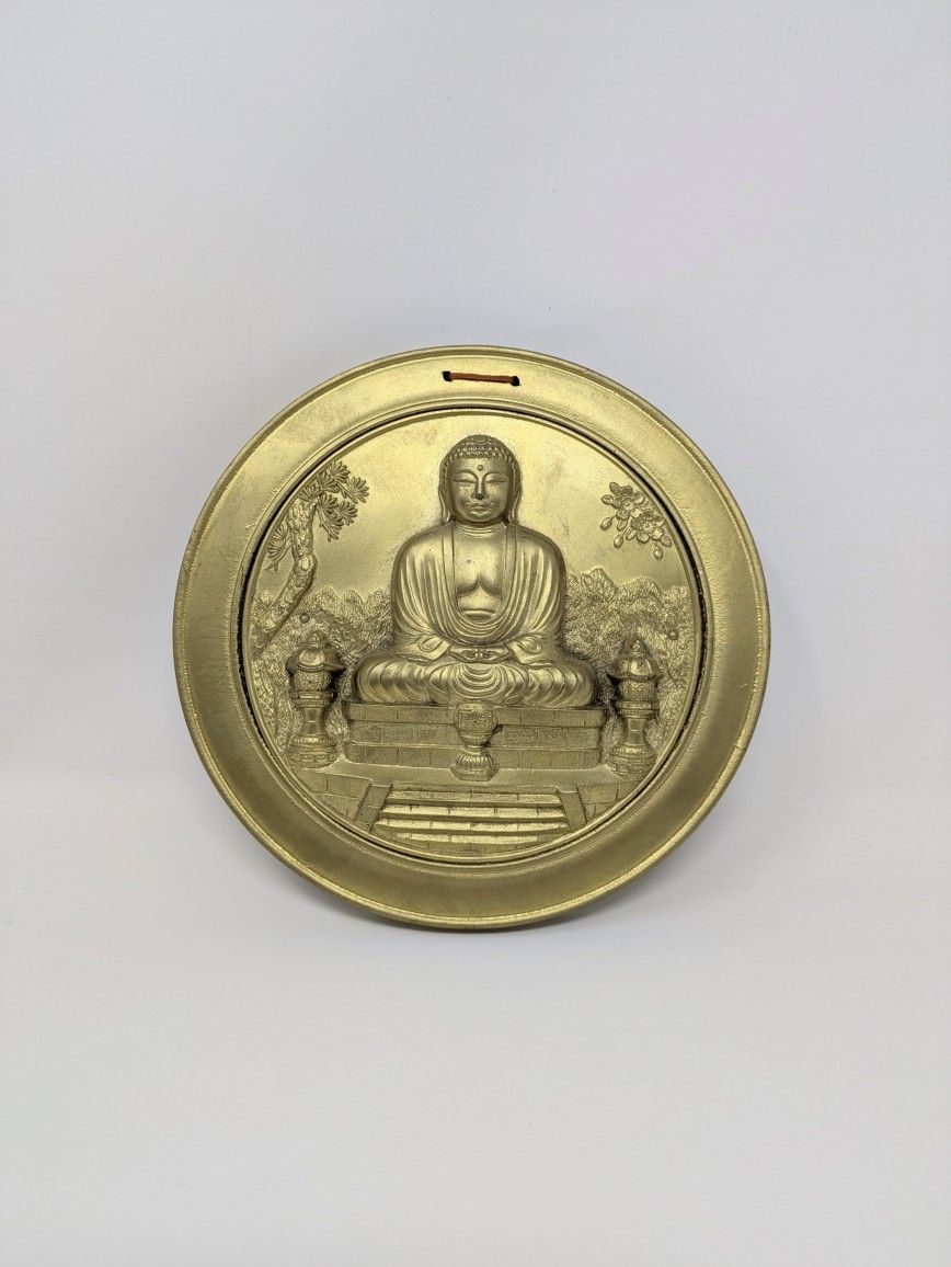 Vintage Gold-Tone Japanese Buddha Wall Hanging