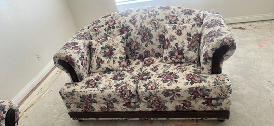 Sofa, love seat, coffee table and end tables