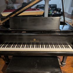 Vintage 70's Story And Clark Baby Grand Piano With Spider Legs And Original Bench Great Shape