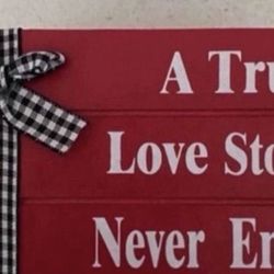 VALENTINES DECOR STACKED BOOKS 