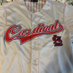 St Louis Cardinals MLB jersey Men’s size M 38 - 40 Color gray 100% breathable polyester  By True Fan Some marks from wear 